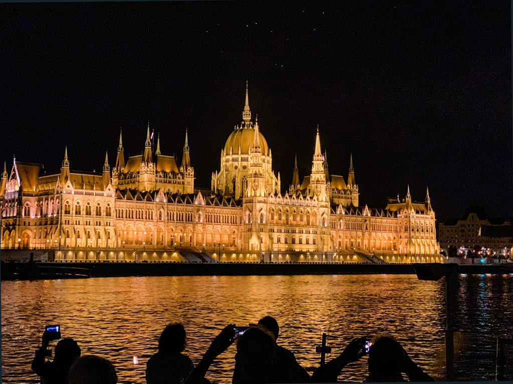 hungarian house of parliament gothic turrets arches night lights breathtaking budapest